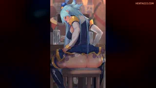 Aqua teasing the other patrons after a few drinks (Shirabe Shiki) [Konosuba]