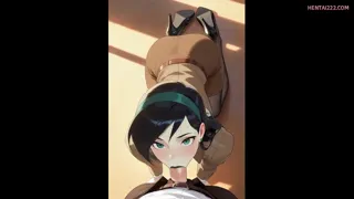 Shego on her hands and knees