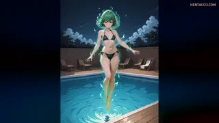 Poolside evening with Tatsumaki