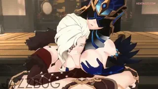 Genshin girls knows how to do paizuri (Mirror Maiden And Signora )