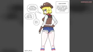 Introducing Lila McCarthy, the protagonist of Lila Strip Blackjack (Rd: October) and Lila All-star Cowboy (Enf/humiliation Wild West Vn With Strip/clothes Damage Combat Mechanics, Early Access: Mid 2027) . Promotional artwork + Screencaps of prototype