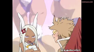 No hand challenge by Mirko and hawks hentai