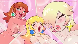 Giant Rosalina pleases Peach and Daisy (Hard-degenerate) Futanari  [Mario]